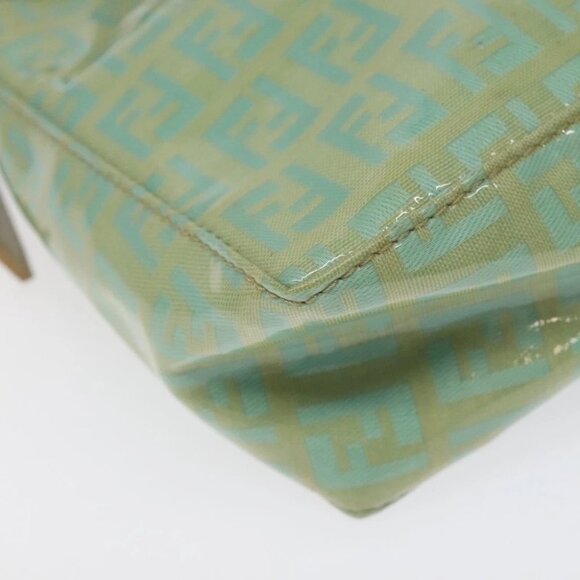 FENDI Zucchino Canvas Hand Bag Peppermint Silver Auth bs24337 - Picture 12 of 16